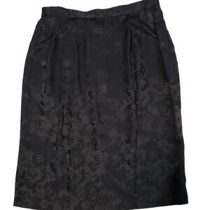 Vintage 100% Fully Lined Silk Damask Skirt Size 12
